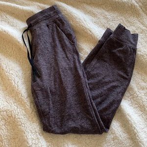 Purple and black patterned cropped joggers